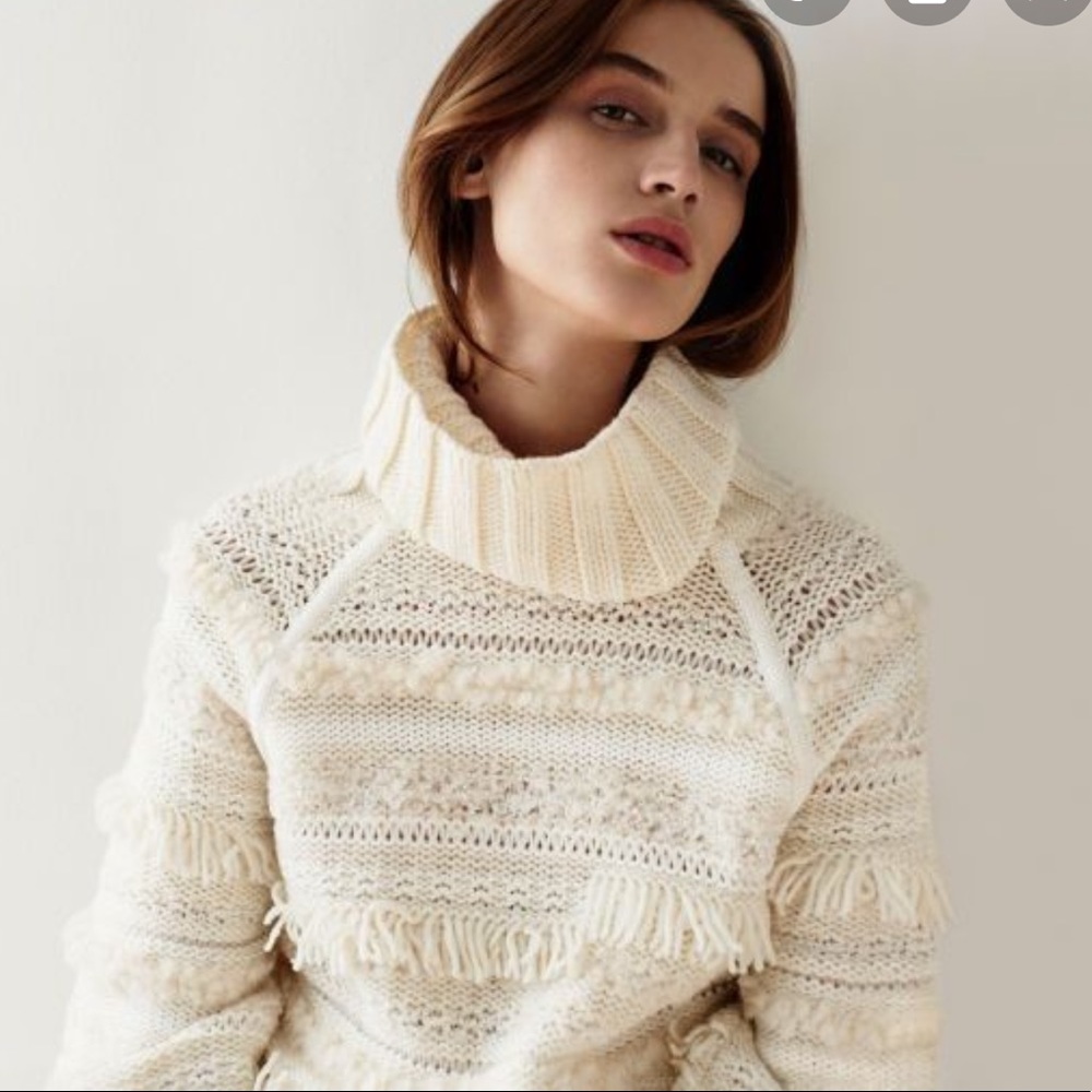 Club Monaco Fringe Turtle Neck Sweater